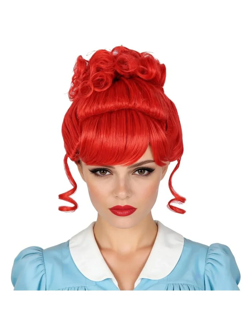 Women's Red 1 Short Cosplay Halloween Costume Wig With Necklace Earrings